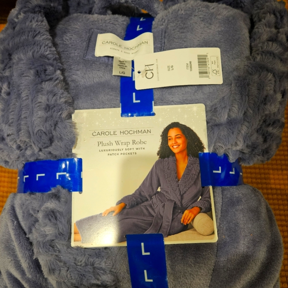 Midnight by Carole Hochman Blue Plush Wrap Robe